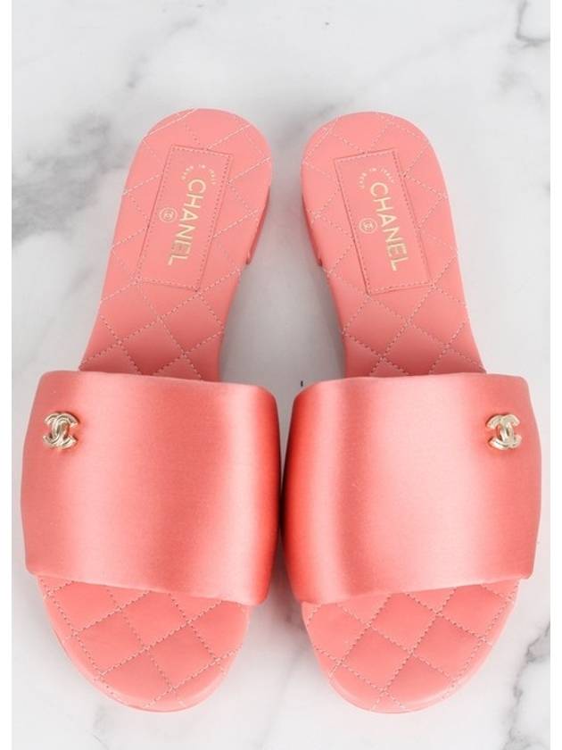 CC logo satin mule pink 37 5 - CHANEL - BALAAN 9