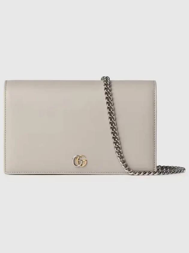 GG Marmont Chain Leather Long Wallet Light Grey - GUCCI - BALAAN 2