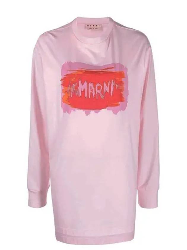 Logo Print Loose Fit Jersey Long T-Shirt Pink THJE0129PI USCU64 PLC09 - MARNI - BALAAN 1