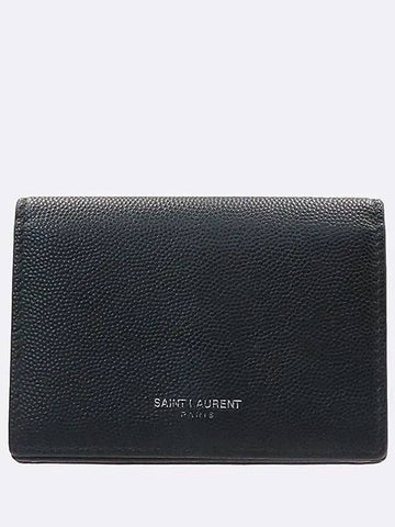 466669 Black grained business card holder flap wallet - SAINT LAURENT - BALAAN 1