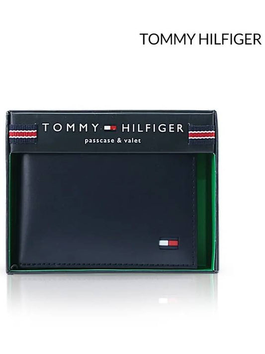 Embroidered logo bifold wallet navy - TOMMY HILFIGER - BALAAN 2