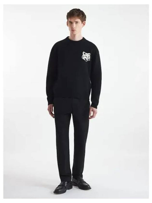 Men s Foxhead Intarsia Comfort Sweatshirt Black Domestic Product GM0024082339544 - MAISON KITSUNE - BALAAN 1