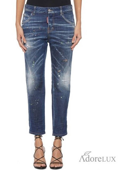 Women's Painting Wash Crop Jeans Blue - DSQUARED2 - BALAAN 2