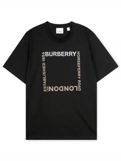 Women's Horseferry Square Print Cotton Short Sleeve T-Shirt Black - BURBERRY - BALAAN 2