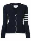 4-Bar V-Neck Cashmere Cardigan Navy - THOM BROWNE - BALAAN 3