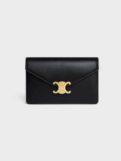 Triomphe Chain Shiny Calfskin Half Wallet Black - CELINE - BALAAN 2