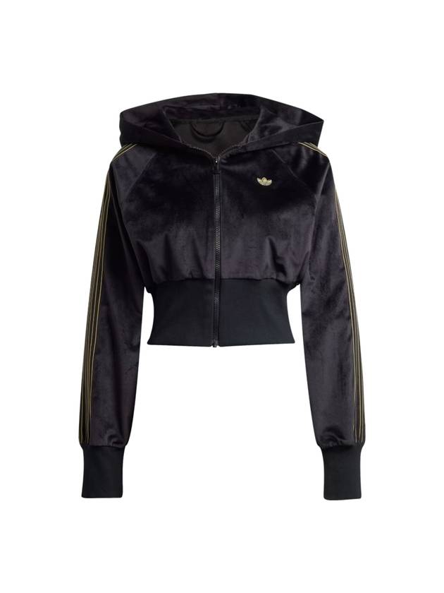 Velour Zip Hooded Track Jacket Black - ADIDAS - BALAAN 1