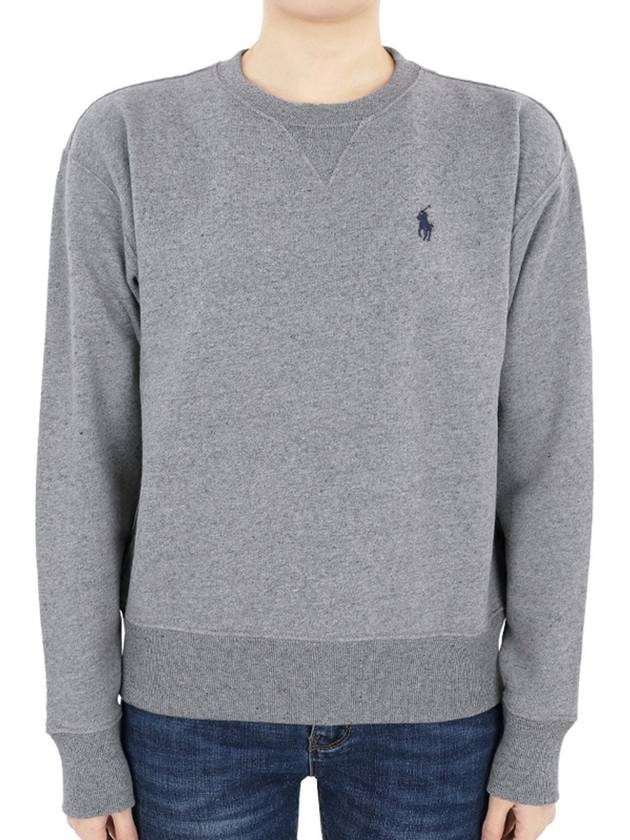 Polo women s pony logo brushed sweatshirt gray 211794395004 HEATHER - RALPH LAUREN - BALAAN 2