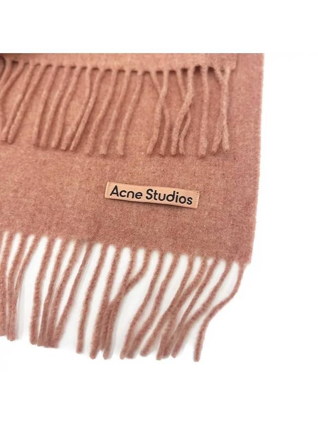 Logo Wool Fringe Scarf Rose Melange - ACNE STUDIOS - BALAAN 6