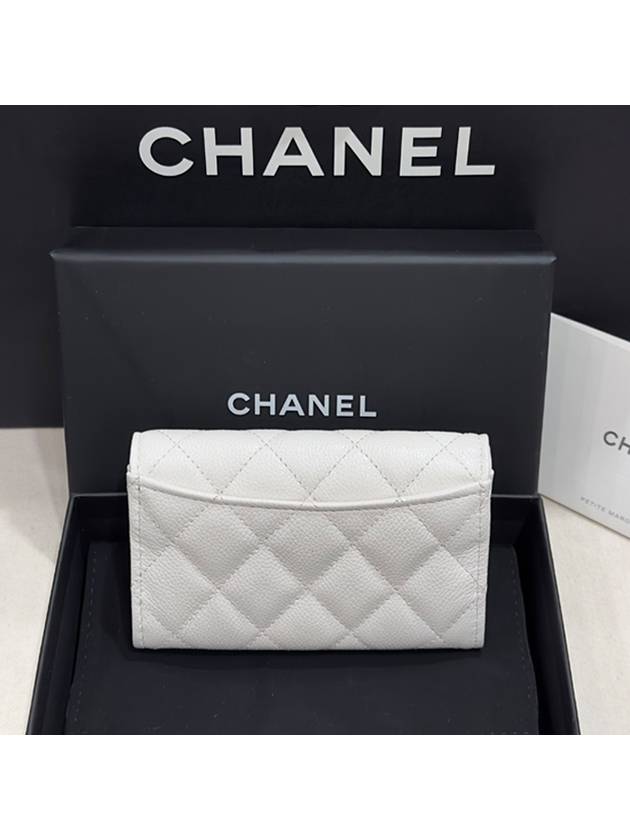 Card Wallet Classic Caviar White Champagne Gold - CHANEL - BALAAN 3