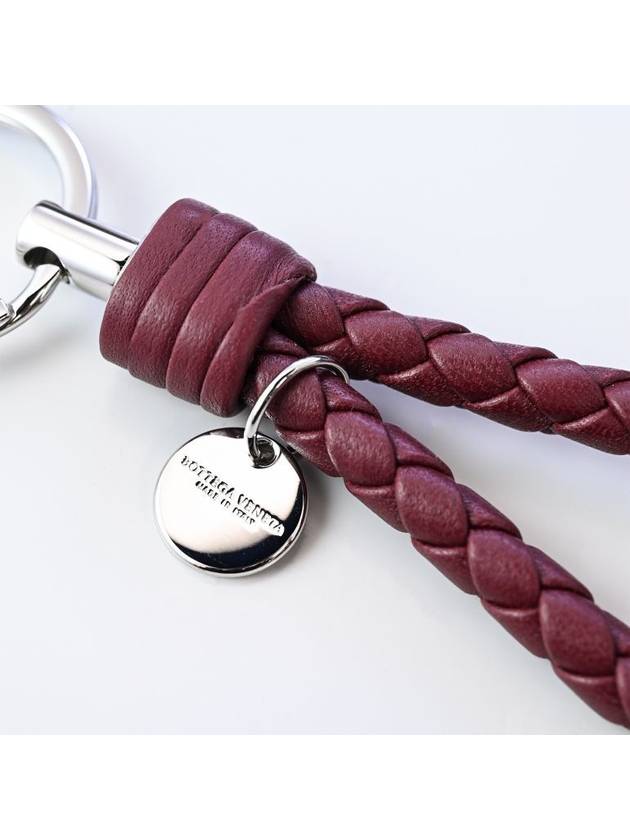 Intrecciato Leather Key Holder Burgundy - BOTTEGA VENETA - BALAAN 4