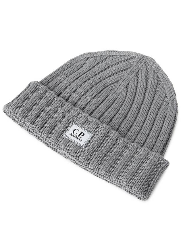 Extra Fine Merino Wool Logo Beanie Grey - CP COMPANY - BALAAN 4