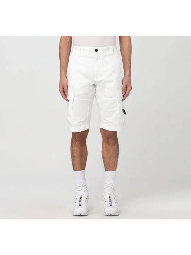 Stretch Satin Cargo Shorts White - CP COMPANY - BALAAN 5