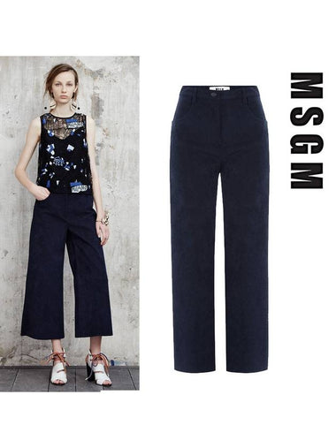 Crop Wide Pants Navy - MSGM - BALAAN 1