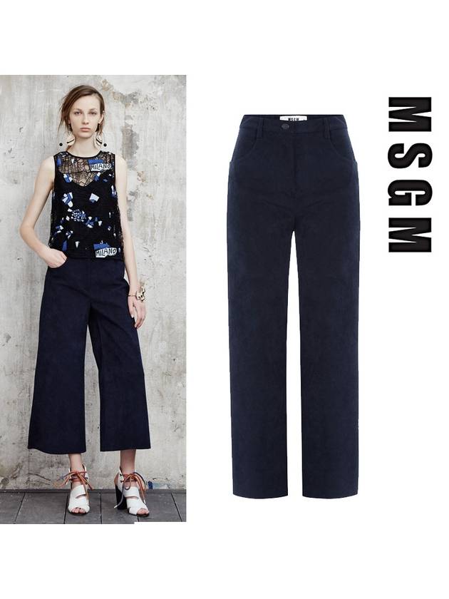 Crop Wide Pants Navy - MSGM - BALAAN 2