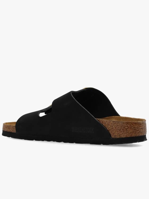 Arizona Big Buckle Nubuck Leather Slippers Black - BIRKENSTOCK - BALAAN 6