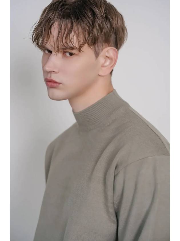 Soft half turtleneck knit khaki - INDUST - BALAAN 4