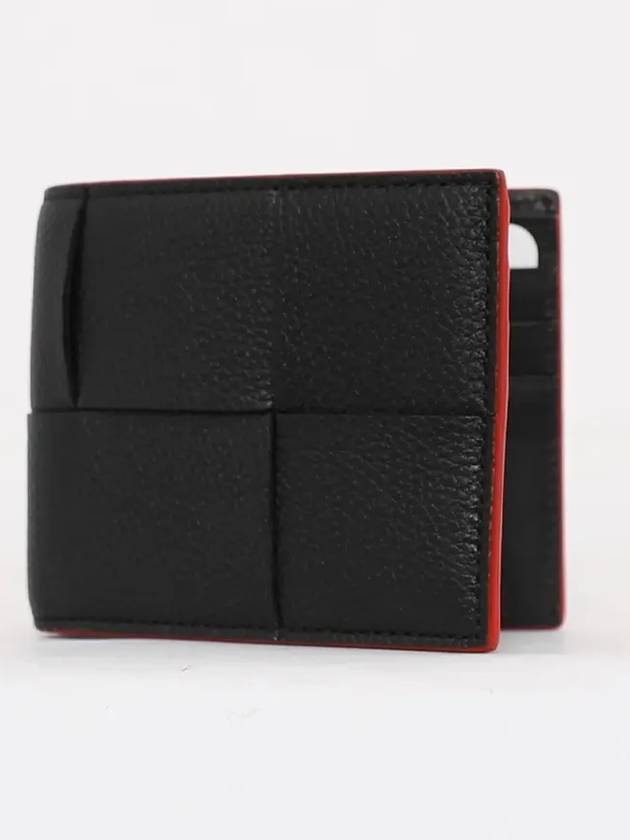 Cassette Bifold Half Wallet Red Black - BOTTEGA VENETA - BALAAN 3