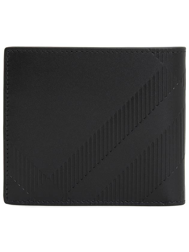 Embossed Checked Leather Half Wallet Black - BURBERRY - BALAAN 3