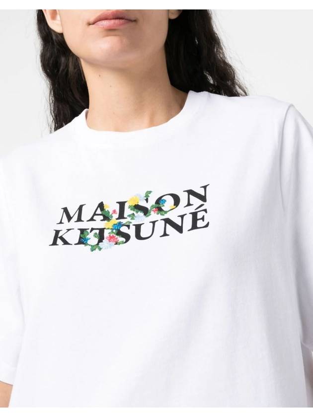 Flower Logo Print Short Sleeve T-Shirt White - MAISON KITSUNE - BALAAN 6