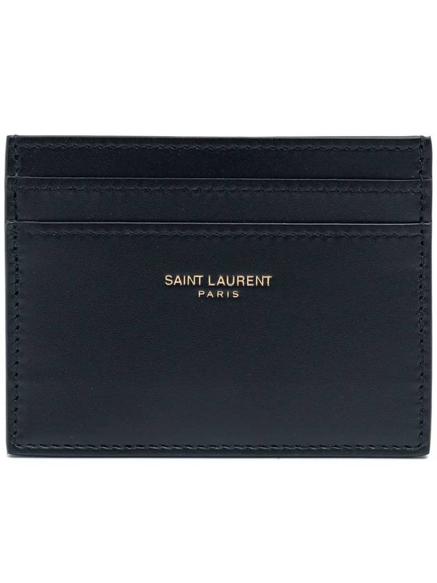 Paris Shiny Leather Card Wallet Black - SAINT LAURENT - BALAAN 3