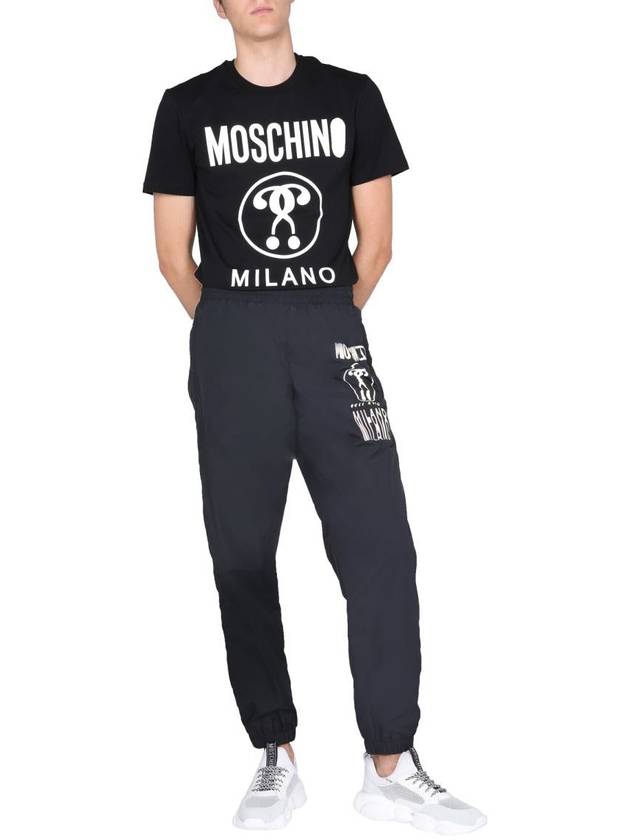 Men's Logo Print Nylon Jogger Track Pants Black - MOSCHINO - BALAAN 3