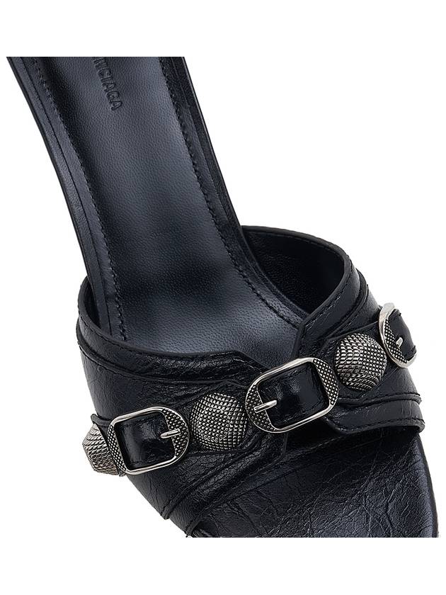 Women's Cargoll Studded Leather Band Mule Sandals Heel Black - BALENCIAGA - BALAAN 9