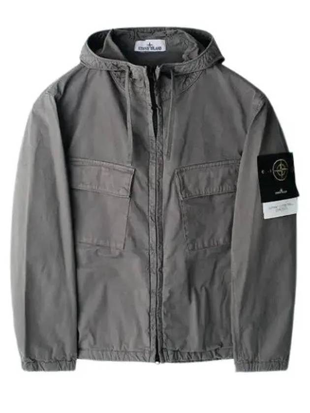 Cotton Twill Stretch Hooded Jacket Dove Grey - STONE ISLAND - BALAAN 2