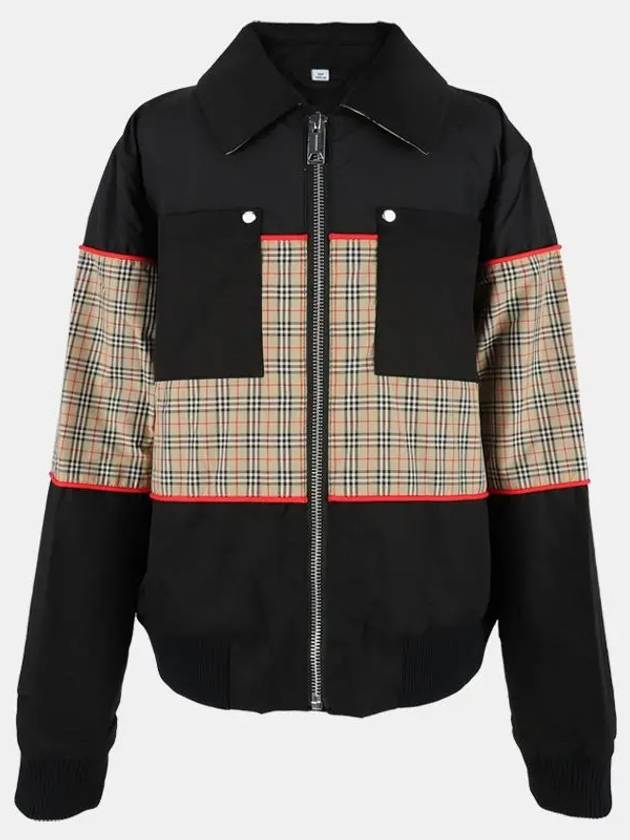 Kids Check Panel Harrington Zip-Up Jacket Black - BURBERRY - BALAAN 3