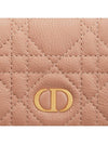 Caro XS Supple Cannage Calfskin Card Wallet Rose Des Vents - DIOR - BALAAN 6