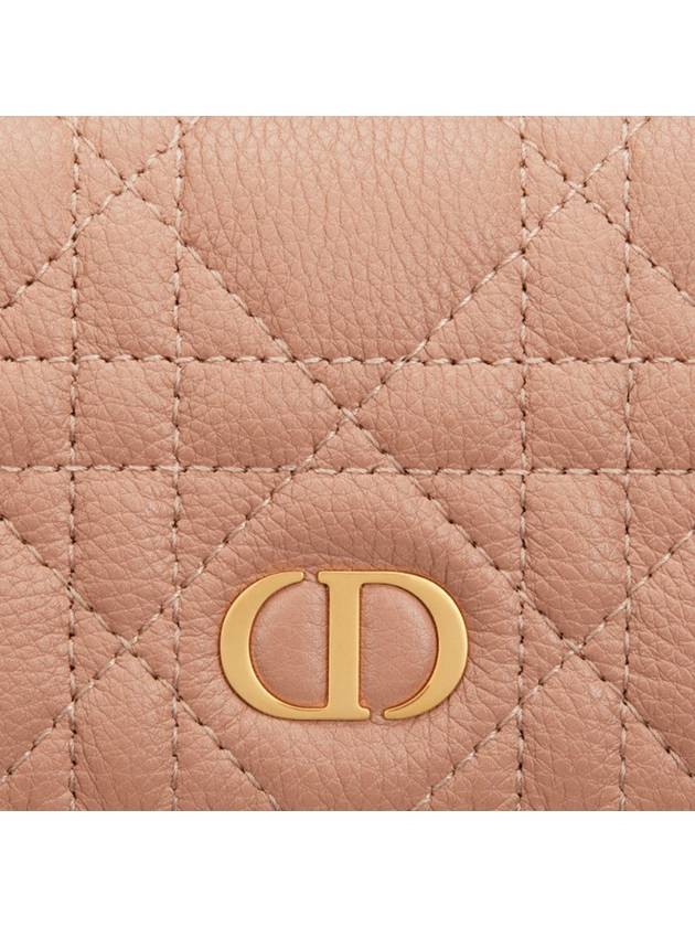 Caro XS Supple Cannage Calfskin Card Wallet Rose Des Vents - DIOR - BALAAN 6