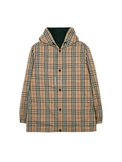 Reversible Check Nylon Hooded Jacket Black Beige - BURBERRY - BALAAN 2