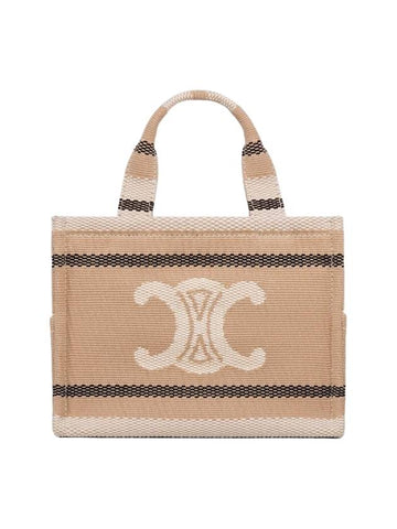 Small Cabas Thais Stripe Tote Bag Beige - CELINE - BALAAN 1