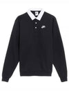 Club Fleece Long Sleeve Polo Shirt Black - NIKE - BALAAN 2