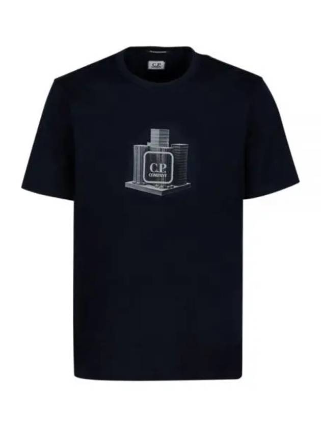 Metropolis Logo Graphic Short Sleeve T-Shirt Navy - CP COMPANY - BALAAN 2