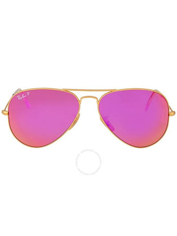 Ray Ban Aviator Flash Lenses Polarized Cyclamen Unisex Sunglasses RB3025 112/1Q 58 - RAY-BAN - BALAAN 1