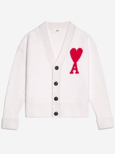 Big Heart Logo Wool Cardigan White - AMI - BALAAN 2