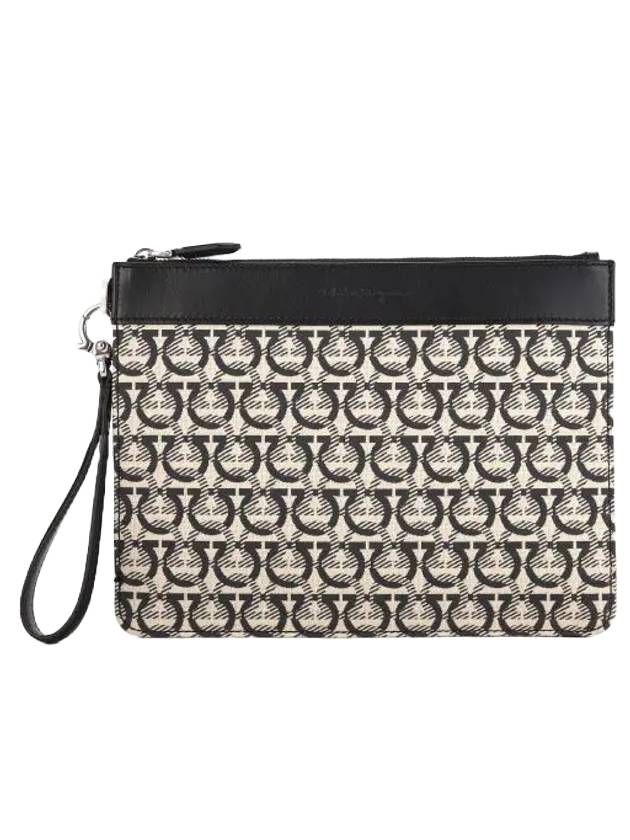 Gancini Zip Clutch Bag Beige - SALVATORE FERRAGAMO - BALAAN 1