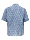 FF Linen Short Sleeve Shirt Blue - FENDI - BALAAN 3