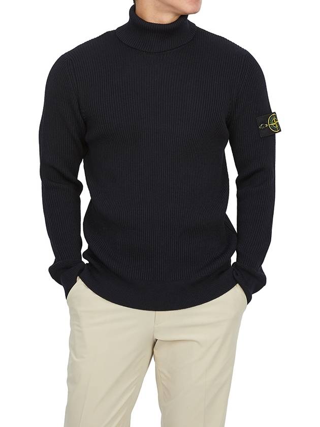 Men's Logo Patch Turtleneck Navy - STONE ISLAND - BALAAN 6