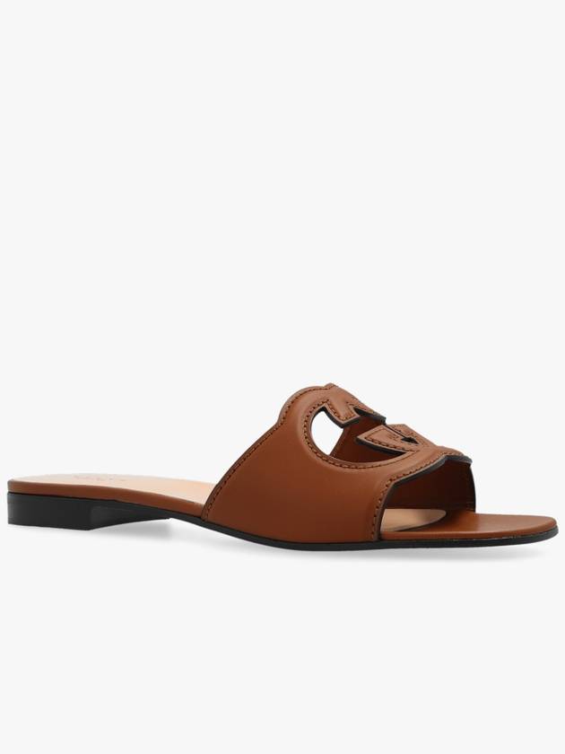 Women's Interlocking G Cut Out Slide Sandals Brown - GUCCI - BALAAN 4