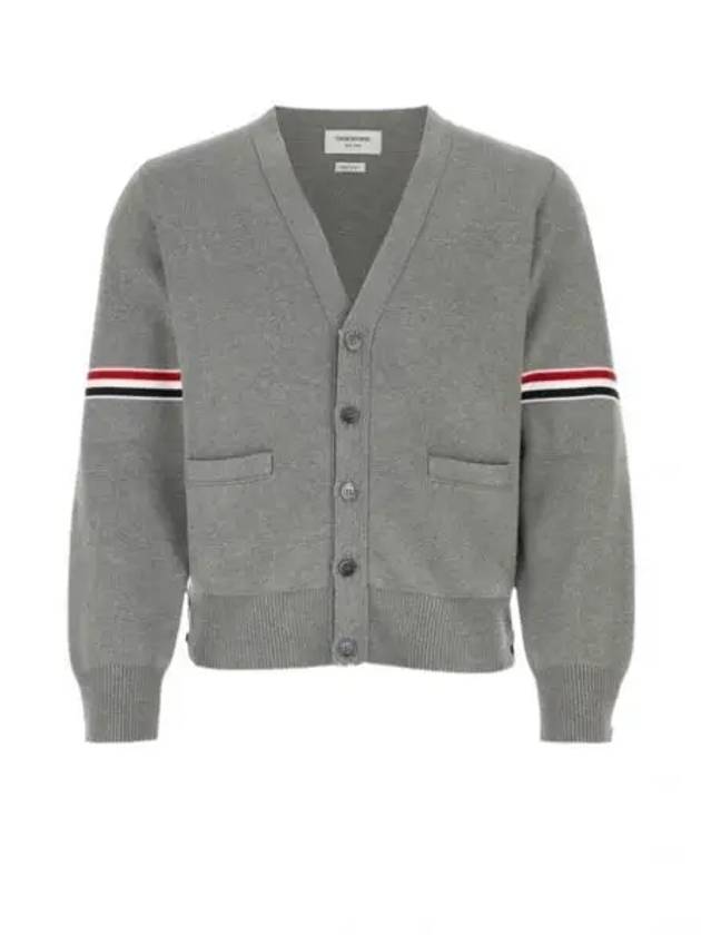 Milano Stitch Sprite Armband Cotton V-neck Cardigan Light Grey - THOM BROWNE - BALAAN 2