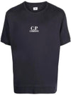 Men's Logo Print Crew Neck Cotton Short Sleeve T-Shirt Navy - CP COMPANY - BALAAN 1