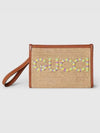 Straw Effect Raffia Logo Clutch Bag Beige - GUCCI - BALAAN 1