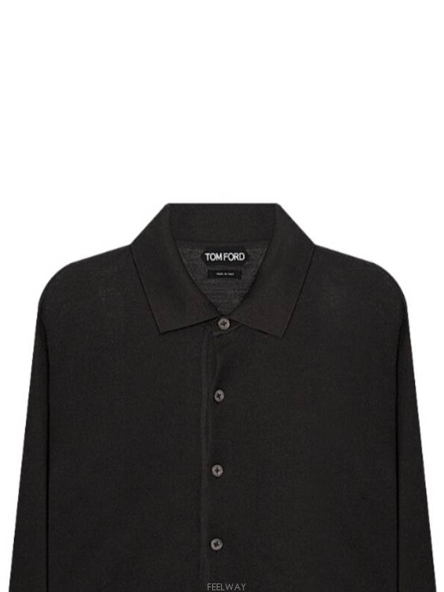 Lightweight Cotton Silk Polo Shirt Grey - TOM FORD - BALAAN 3