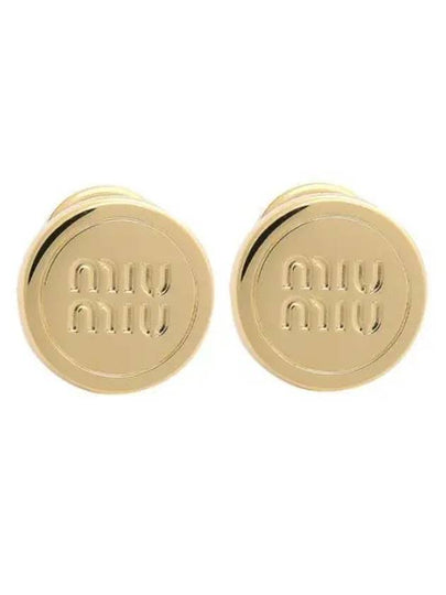 Round Logo Earrings Gold - MIU MIU - BALAAN 2