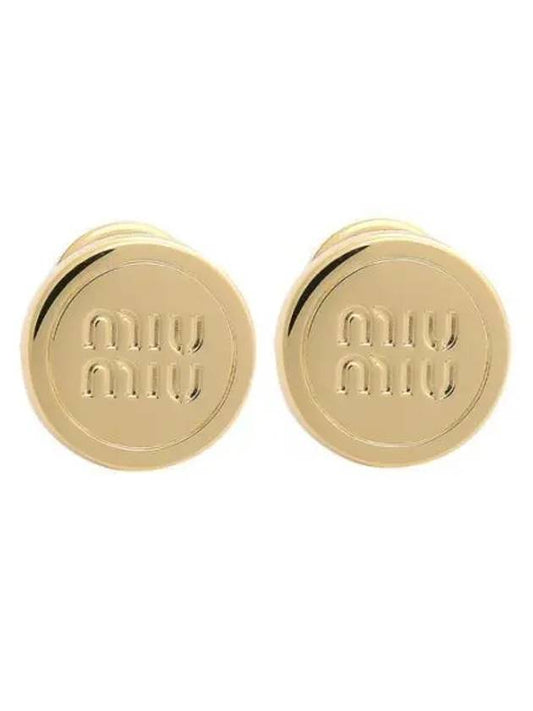 Round Logo Earrings Gold - MIU MIU - BALAAN 2