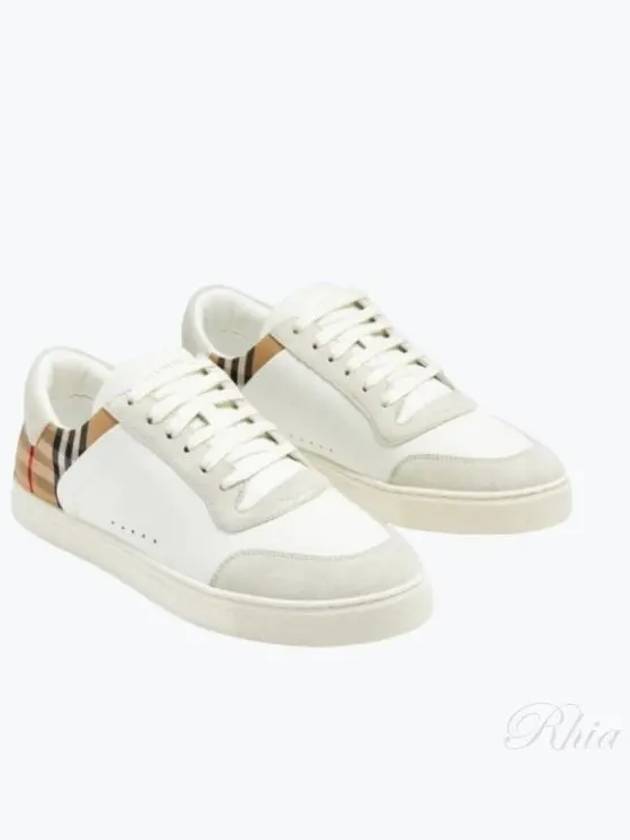 Check Leather Suede Sneakers Natural White Archive Beige - BURBERRY - BALAAN 2