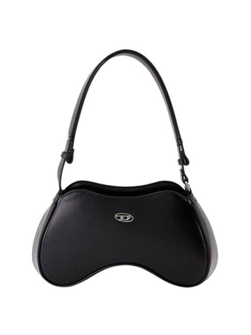 Play Semi Gloss Leather Shoulder Bag Black - DIESEL - BALAAN 1