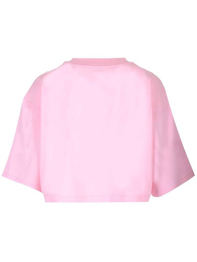 Logo Cotton Crop Short Sleeve T-Shirt Pink - MARNI - BALAAN 3